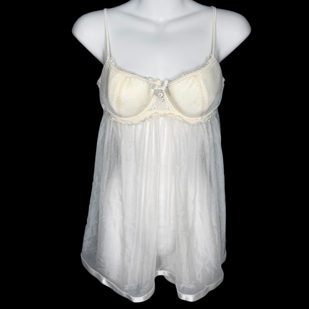 Victoria Secret Sexy Little Things Babydoll Bridal Ivory Satin Lace 36C Lingerie